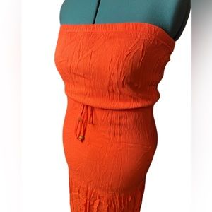Coral Strapless Maxi Dress